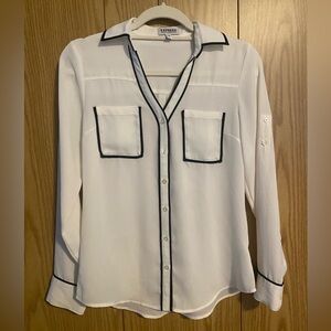 Express Portofino Shirt XS White Black Trim – NWOT